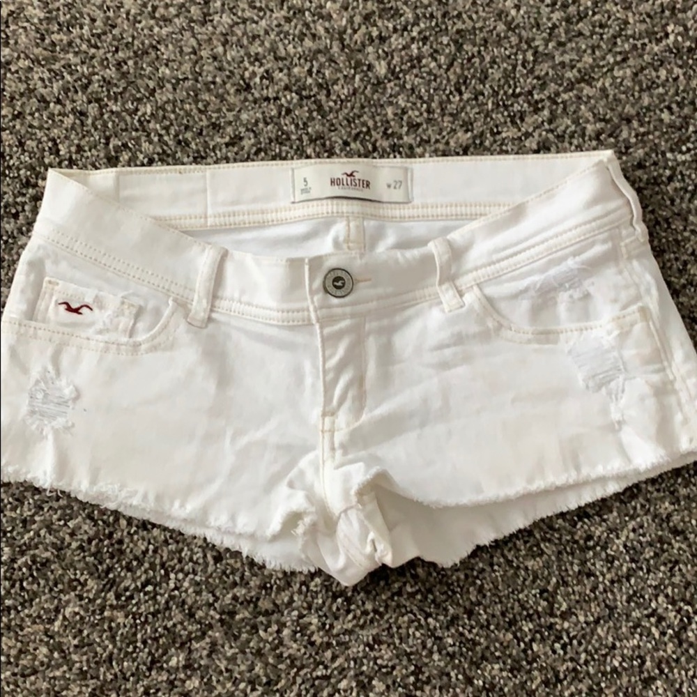 Hollister white cutoff shorts